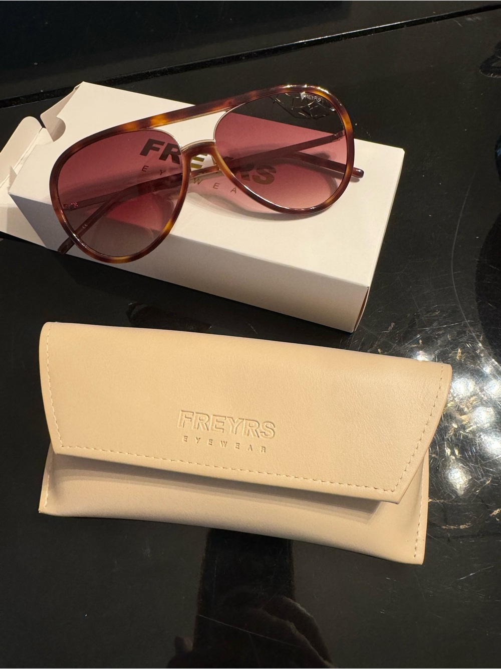 FREYRS Tortoise Aviator Sunglasses with Rose Lenses
